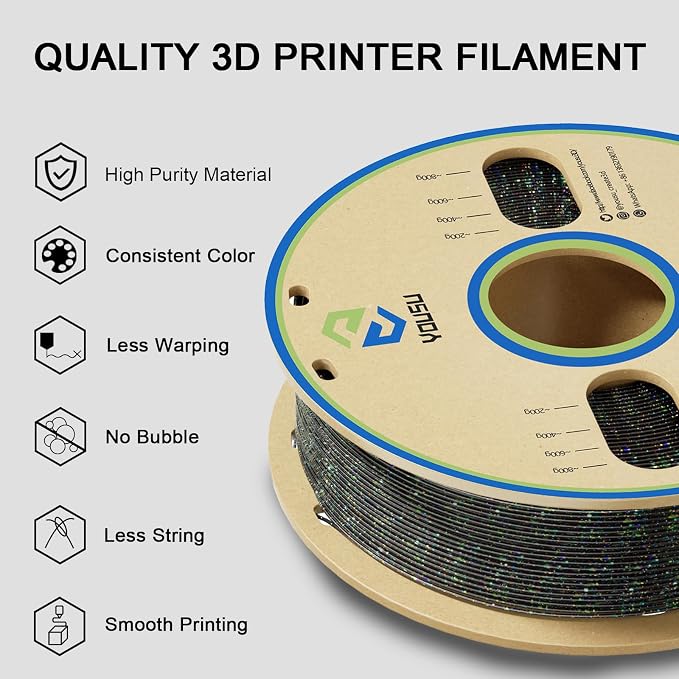 YOUSU 3D Printer Filament PLA Filament 1.75mm Laser Paillette Series-Galaxy Black Filament 1kg(2.2lbs).