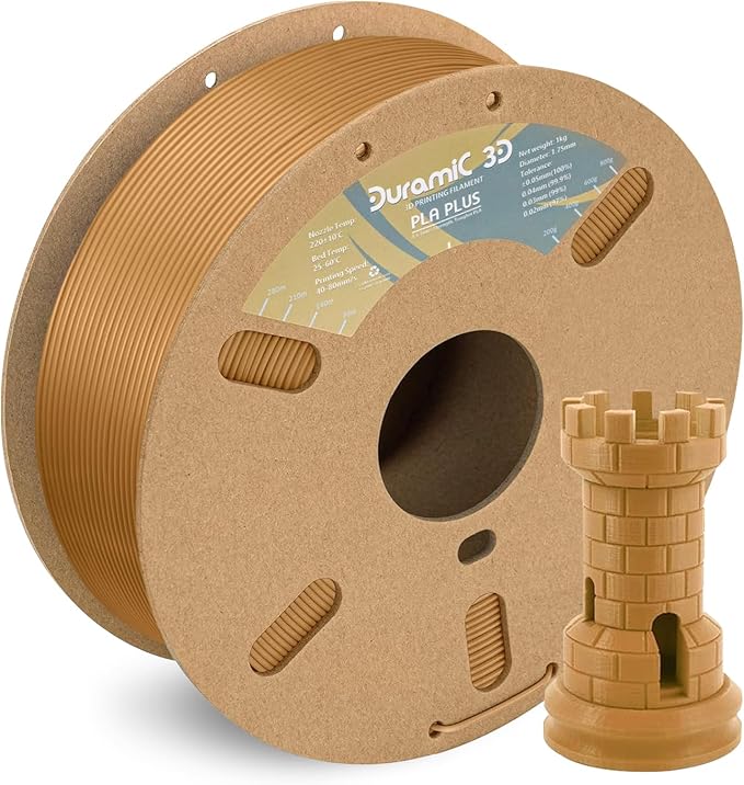 DURAMIC 3D PLA+ Printer Filament 1.75mm PLA Plus Neatly 2Kg Spool(2.2lbs) | PLA Pro Tougher and Stronger, Dimensional Accuracy Probability +/- 0.02mm Light brown