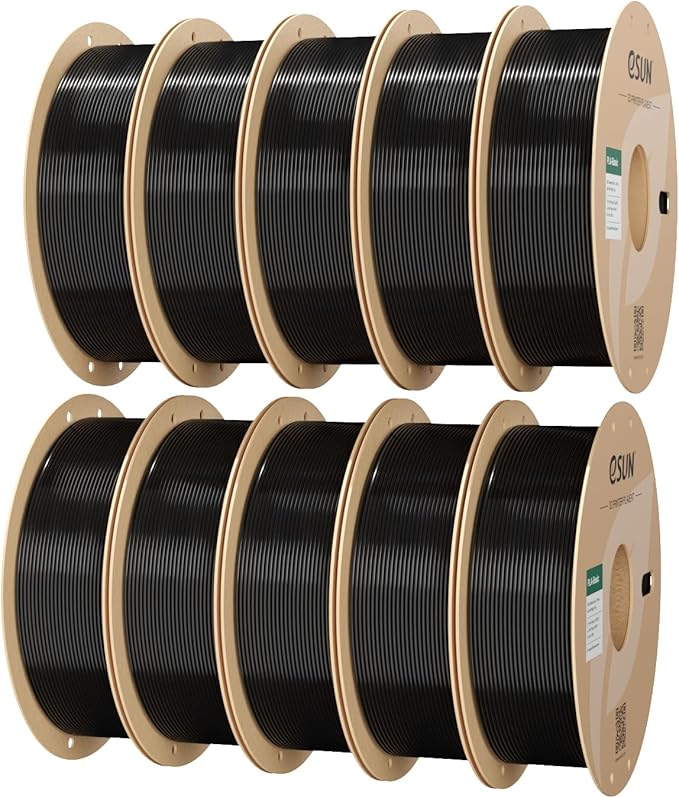eSUN PLA Basic Filament 1.75mm 1KG*10 Bundle Set, Black 3D Printer PLA Filament Cardboard Spool, Fits for Most FDM 3D Printers