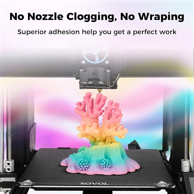 Sovol 3D Printer Matte Multicolored Fast Change Gradient Rainbow PLA 1kg (2.2 lbs) Spool 3D Printing Materials, Dimensional Accuracy +/- 0.03 mm, 1.75 mm, Matte Starlight