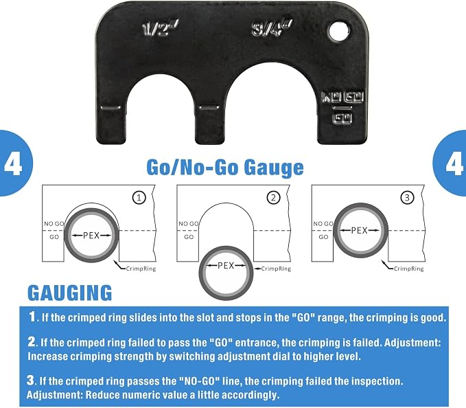 IWISS Angle PEX Crimping Tools Combo Kits for 1/2" & 3/4" Pex Crimp Rings with Go/No-Go Gauge with PEX Pipe Cutter Suits for All US F1807 Standards Copper Rings