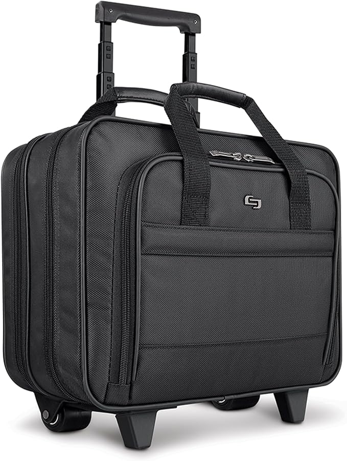 Solo New York Rolling Case with Wheels - Roller Laptop Bag, Wheeled Briefcase for Women & Men, Carry On Size for Travel, Fits 15.6" Computer - Carnegie, Black