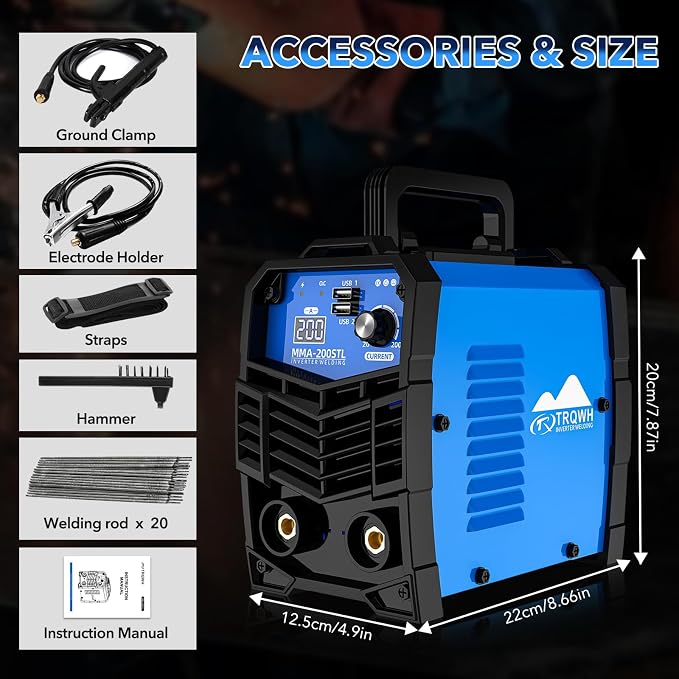 TRQWH 200A MMA Welding Machine 110V & Welding Backpack for Men