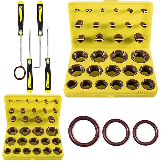 XBVV 386 PCS Metric Viton O-Ring and 382 PCS SAE FKM Viton O-Ring Kit for Various Chemicals, Cylinders, Hydraulic,Automotive and Plumbing Pressure Washer Oring Repairs