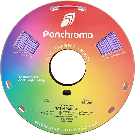Polymaker Panchroma Satin PLA Filament 1.75mm for 3D Printing, 1kg, Purple | Neatly Wound, Semi-Matte PLA, Easy Print & Smooth Feeding, Compatible with Bambu Lab & Most 3D Printers