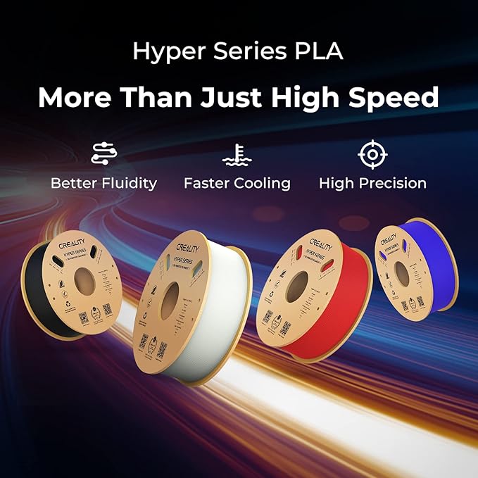 Creality Hyper PLA Filament 1.75mm 2KG, High-Speed Printing 30–600mm/s, Smooth Extrusion and Stable Printing, Low Stringing, 3D Printer Filament,+/- 0.03mm Accuracy (Grey+Grey)