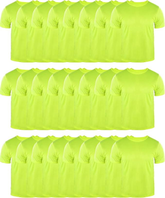 JaGely 24 Pcs Hi Vis T-Shirts for Men Bulk Safety Construction Workwear Unisex Quick Dry Breathable Moisture Wicking Shirts