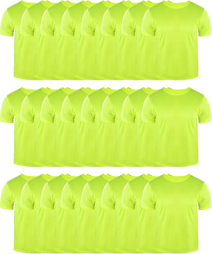 JaGely 24 Pcs Hi Vis T-Shirts for Men Bulk Safety Construction Workwear Unisex Quick Dry Breathable Moisture Wicking Shirts