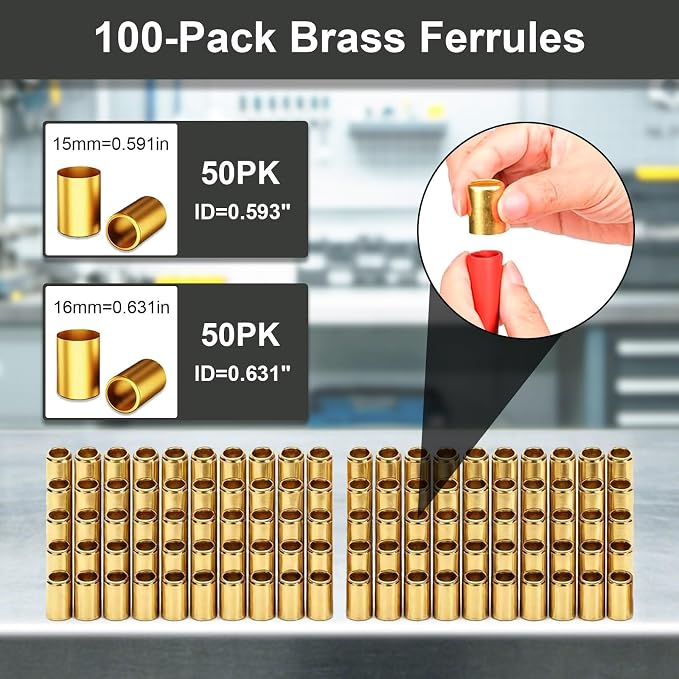 Heavy Duty Bench Hose Crimper Kit with 100 Ferrules (50x 0.593" ID& 50x 0.625" ID), for 1/4", 5/16", 3/8" PVC, Rubber & Air Hoses, Portable Torch Hose Repair Kit,Ferrule Crimping Tool Kit