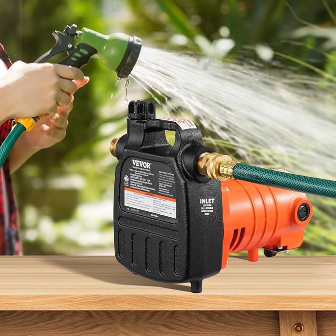 VEVOR Cast Iron Water Transfer Pump, 115V AC 1600 GPH 1/2HP, Portable Electric Utility Pump with Carbon Brush, Filter, Brass Connectors, for Garden, Rain Barrel, Pool, Pond, Hot Tub, Aquarium Draining