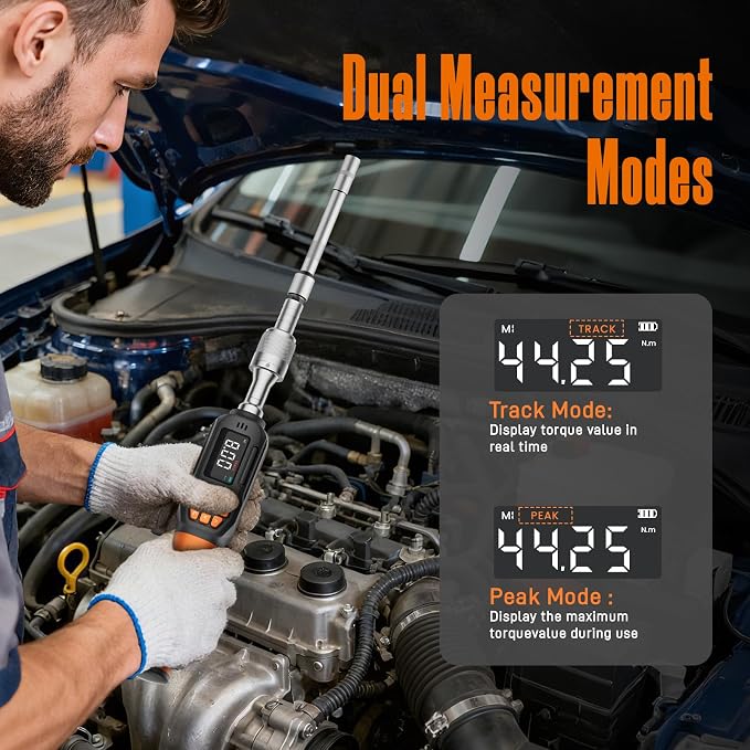 Rachet Digital Torque Screwdriver, 0.3-5.9 Ft.lb/0.4-8 Nm, 1/4'' Drive Inch Pound Torque Screwdriver Wrench Electrician with Buzzer & LED Indicator for Bike Scope Mounting