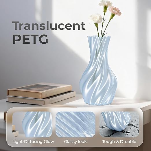 Official Creality PETG 3D Printer Filament 1.75mm 1KG (2.2lbs), High Precision, Strong Toughness, Odorless, Better Flow, Moistureproof 3D Printing CR PETG Filament, Translucent Light Blue