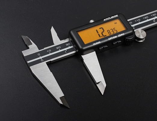 Accusize Industrial Tools 0-6''/0-150 mm, Yellow LCD Electronic Digital Caliper,Metric/Inch, 0.0005''/0.01mm Resolution, 1110-1818 | 150 mm/6 in Range, 0.01 mm/0.0005 in Resolution, ±0.03 mm Accuracy, Metric/Inch, Yellow LCD