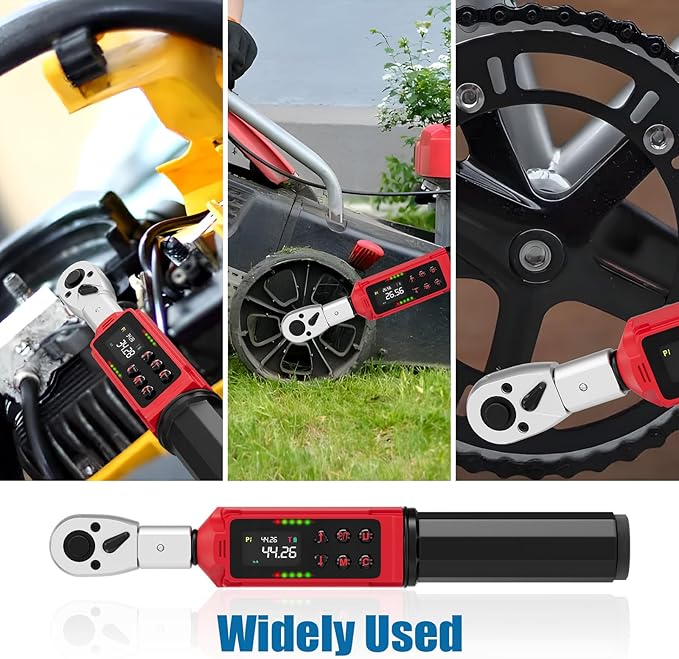 ANPUDS Adjustable Digital Torque Wrench, 0.66-44.29 Ft.lb, ±1% Accuracy | 0.9-60 Nm, 35mm Jaw & 3/8" Ratchet, 9×12mm Open End, Vibration, Buzzer and LED Indicator for for HVAC, Motorcycle, Plumbing