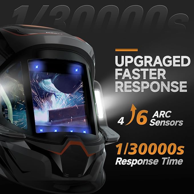ANDELI Welding Helmet - 180° Panoramic 6 Arc Sensor True Color Auto Darkening Welding Helmet with Light and Motion Sensing, 2100mAh Rechargeable Battery for TIG/MIG/Cut/Grind Moner LED