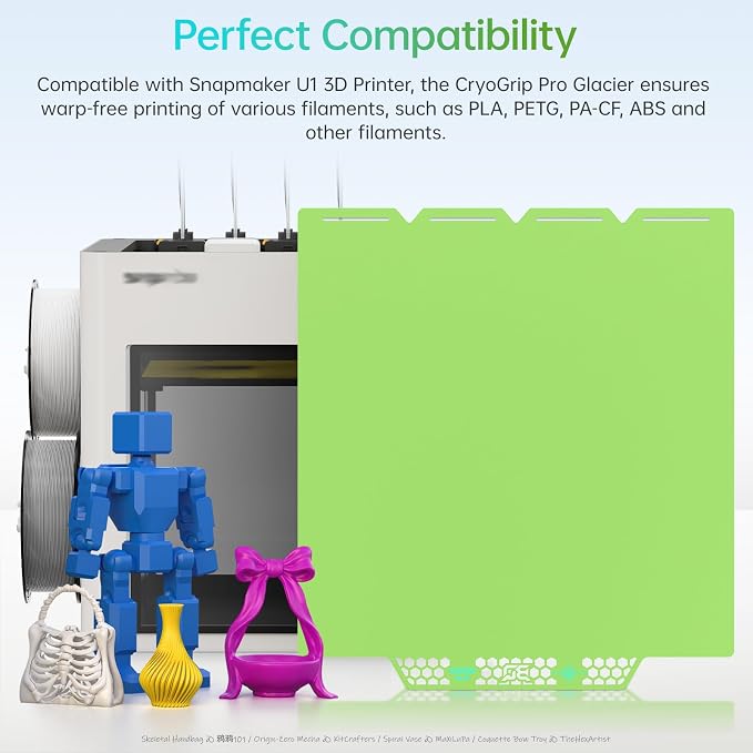 BIQU CryoGrip Pro Glacier Green Compatible with Snapmaker U1 3D Printer 276x304.5mm Panda Build Plate Double Sided Upgrade Plate Removable Surface Platform