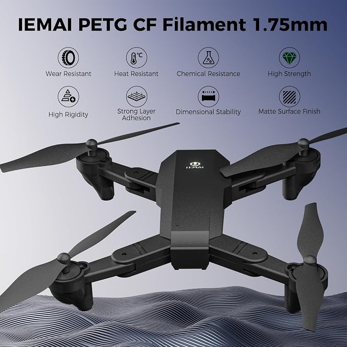 IEMAI Carbon Fiber PETG Filament 1.75mm Bundle 10KG, Matte Black PETG-CF 3D Printer Filament with Dimensional Stability & Low Warpage, High Stiffness, Heat Resistant, Easy Print
