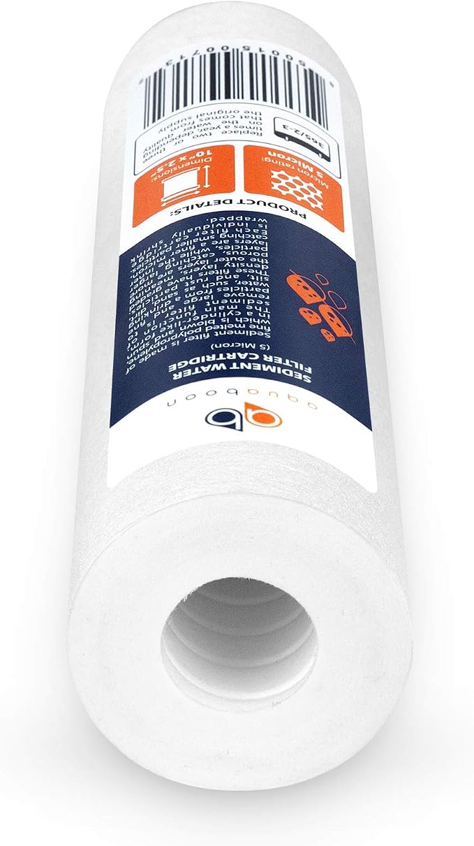 Aquaboon 5 Micron 10 x 2.5 House Water Filters Cartridges, Set of 2 Sediment & Carbon Filter Replacements Compatible with WHKF-WHWC, P5, WHKF-GD05