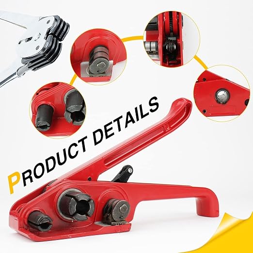 PP Banding Strapping Kit, Heavy Duty Pallet Strapping Package Kit, Strapping Tensioner Tool, Banding Sealer Tool, 1/2" Wide x 4000" Length, 100 Metal Seals for Securing Packing