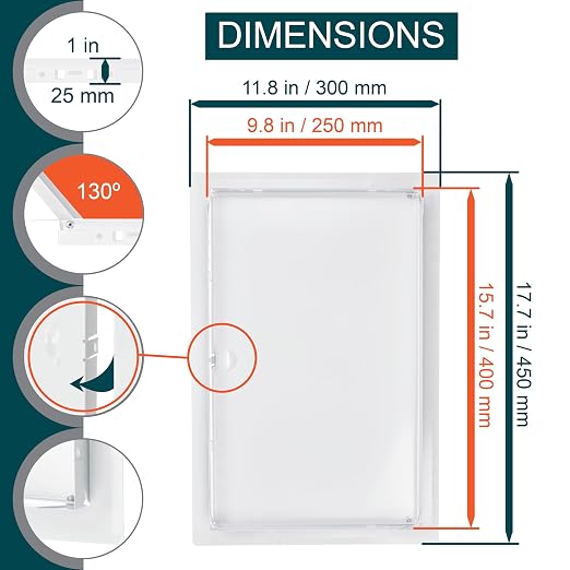 10" x 16" White Metal Access Panel - Wall Access Panel for Drywall - Hidden Wire Cover for Wall Covering Panels - Plumbing, Electricity, Heating Alarm, Bathroom, Dry Wall Hole Cover