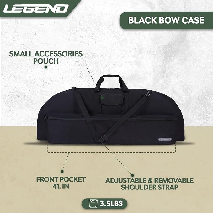 LEGEND Essential Compound Bow Case - Soft Bow Case for Compound Bow & Archery Accessories, Premium Bow Bag with Durable Nylon Fabric, Lightweight Archery Case with Backpack Strap - 36" or 44" Interior