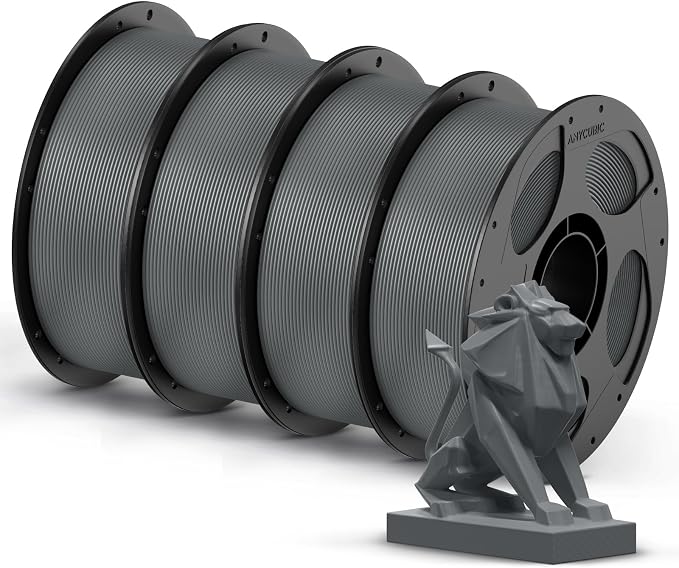ANYCUBIC PETG Filament 1.75mm Bundle, 3D Printer Filament, Dimensional Accuracy +/- 0.02mm, Exceptional Toughness, Print with Most FDM 3D Printers, 1KG Reusable Spool, 4KG Texture Grey