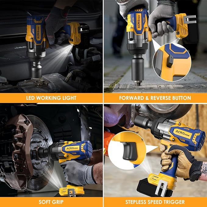 Cordless Impact Wrench 3/4" for DEWALT 20V Battery | High Torque 1850FT-LBS Brushless Impact Driver, Auto-Stop Reverse, Variable Speed, Heavy Duty Impact Gun (Bare Tool)