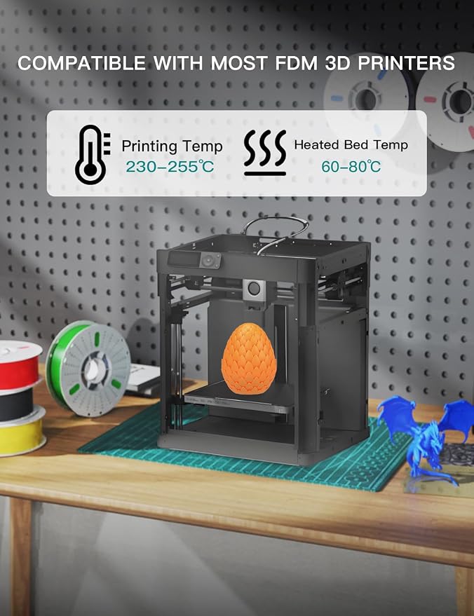 PINBALL PETG 3D Printer Filament 1.75mm High Precision Durable Moisture-Proof Strong Filament Mith Better Flow Dimensional Accuracy +/- 0.02mm Suitable for Most FDM 3D Printers 2 Kilograms Orange