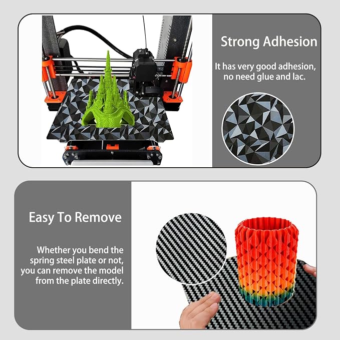 Double Sided Textured PEO PET Build Plate for Prusa i3 MK2 MK2.5 MK3 MK3S MK4, Flexible PEO PET Spring Steel Sheet for Prusa 3D Printers 241x253.8mm.