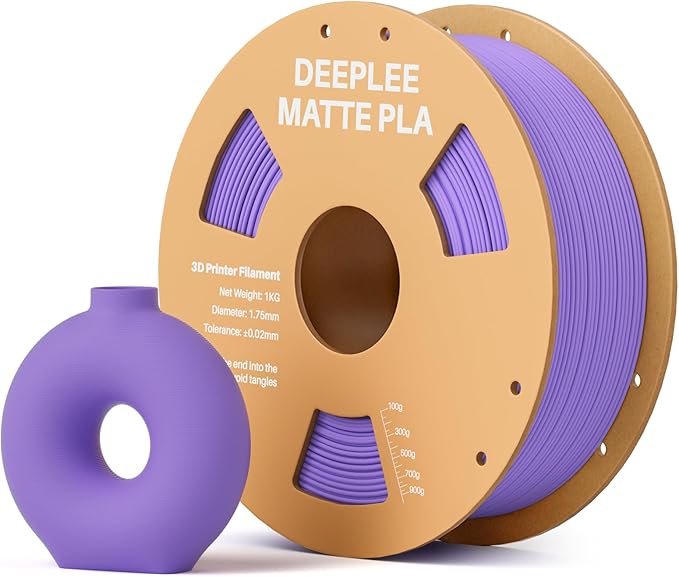 Matte PLA Filament 1.75mm, 3D Printer Filament Dimensional Accuracy +/- 0.02mm, No Clogging, Higher Toughness, Cardboard Spool 3D Filament, 1kg Lavender Purple