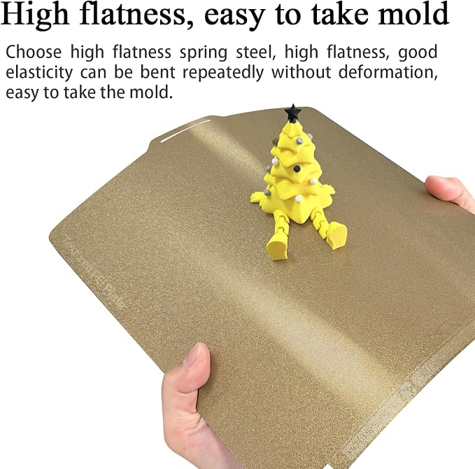 P2S Textured Build Plate with QR Code for P2S/X2D/P1S/P1P/A1/X1C (Gold) | 257x257mm Dual-Sided PEI Sheet, Spring Steel Flexible Magnetic Platform, Glue-Free Heated Bed, Strong Adhesion, Easy Removal