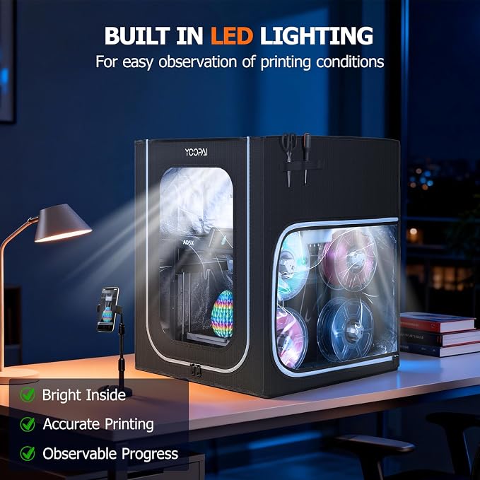 YOOPAI 3D Printer Enclosure with LED Light for AD5X / AD5M 3D Printers, Premium Dustproof Tent Constant Temperature Protective Cover
