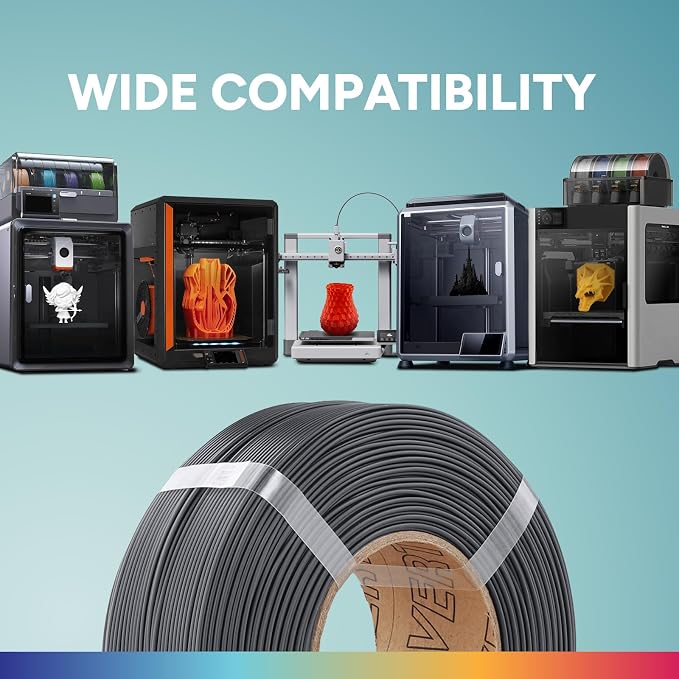 OVERTURE 2KG Bundle High Speed PLA Filament Refill 1.75mm 3D Printer Filament, 2 Pack 1kg (2.2lb) Refilament for Bambu Lab Reusable Spool, Fit Most FDM 3D Printers (Space Grey*2)