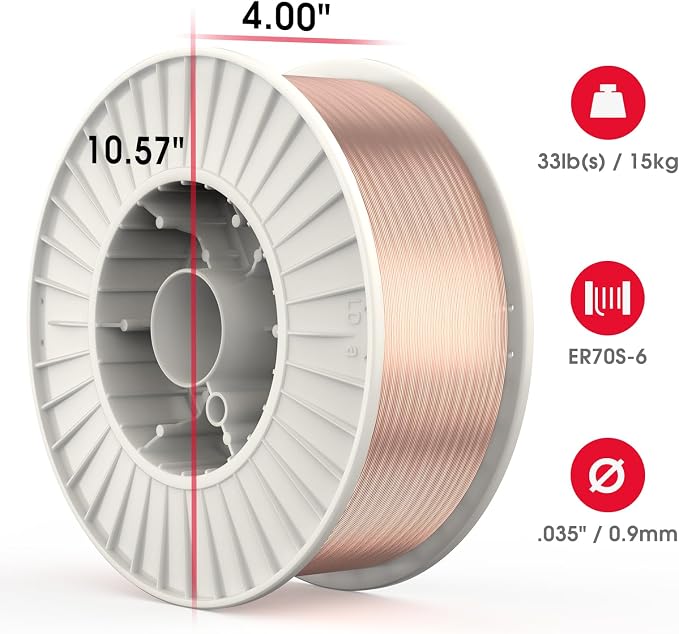 YESWELDER MIG Welding Wire, ER70S-6 Solid Carbon Steel, .035 Inch 33LB (0.9mm 15kg), High Feedability Strong ABS Plastic Spool MIG Wire