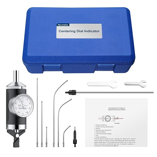 Coaxial Centering Indicator 0-0.15"/0.0005" Resolution,Co-Ax Dial Test Indicator with 6 Feelers,3/8" Shank,for CNC Mill,Lathe,Boring Machine Center Alignment