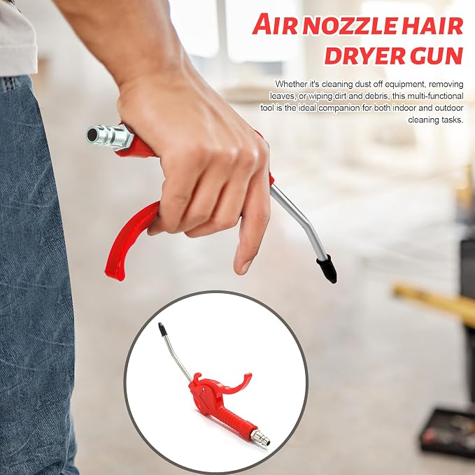 MorningRo 6 Pcs Air Blow Gun Kit with 19", 11", and 4" Pistol Grip Air Blow Gun Tools Compressor Nozzle for Industrial Household Car Detail Mechanics (Red)