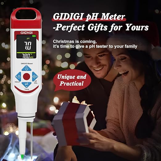 Digital pH Meter Food Pocket pH Pen for Fermentation with pH Calibration Kits Color Display Spear Tip pH Food Tester Probe with ATC for Cosmetics Sourdough Professional pH Test Strips for Food Acidity