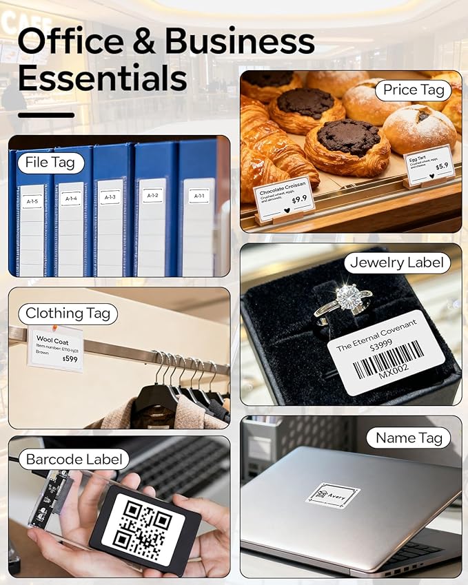 Phomemo M110 Label Maker- with 3 Packs Labels Bluetooth Portable Label Maker No Ink, Mini Barcode Label Printer for Retail, Address, Barcode, Home, for PC/Mac, iOS/Android, Baby Pink