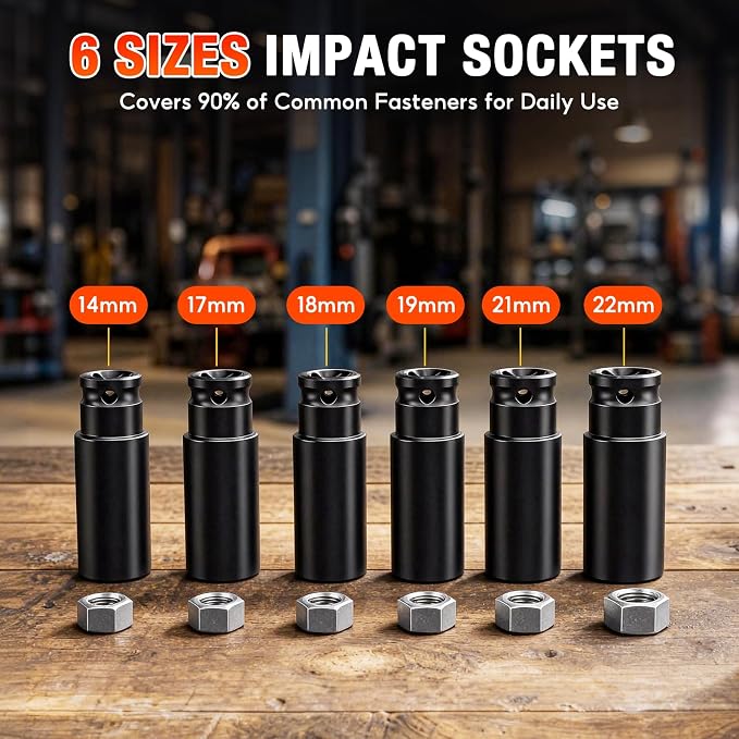 SOARFLY 1/2" Cordless Impact Wrench, 738 Ft-lbs (1000 N.m) High Torque 21V Brushless Electric Impact Gun with 2x 4.0Ah Batteries, Impact Driver with LED Light, 6 Sockets for Home Car/Mower/Truck RV
