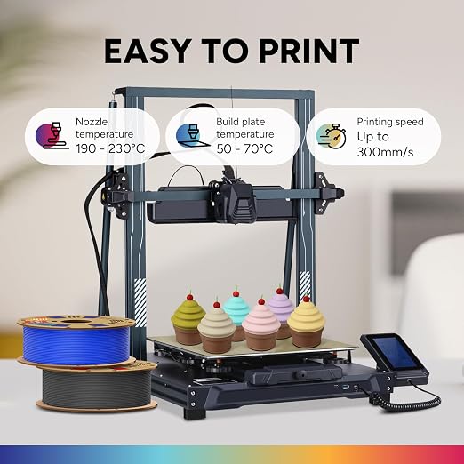 OVERTURE Matte PLA 1.75mm, Low Warp & Smooth Finish 3D Printer Filament | Frosted Matt Finish Hides Layer Lines, 1kg Spool (2.2lbs) Cardboard Spool, Fit Most FDM Printer (Matte Blue)