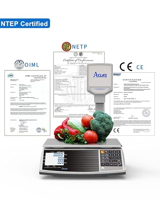 EW Digital Commercial Price Computing Scale PS6 – NTEP Certified Class III Legal for Trade Food Scale | 60 lb Capacity | Retail Weighing Scale for Meat Fruit & Grocery (CO#19-141) (Pole)