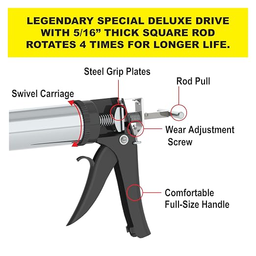 Albion Engineering Company DL-59-T13 Professional Line Special Deluxe Manual Bulk Caulking Gun, 30 oz