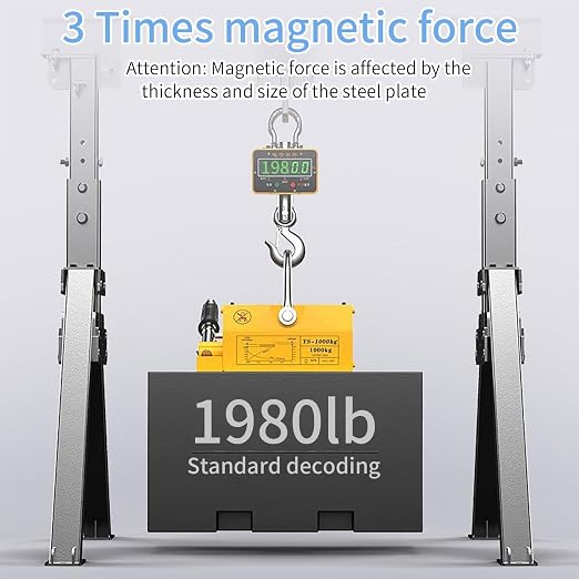 Permanent Magnetic Lifter, 660 lb/300kg Pulling Capacity, Strong Neodymium Magnets Lifting Magnet with Release Handle and Steel Hook for Lifting Plate Steel, Board, Used in Shop Crane, Hoist, Board
