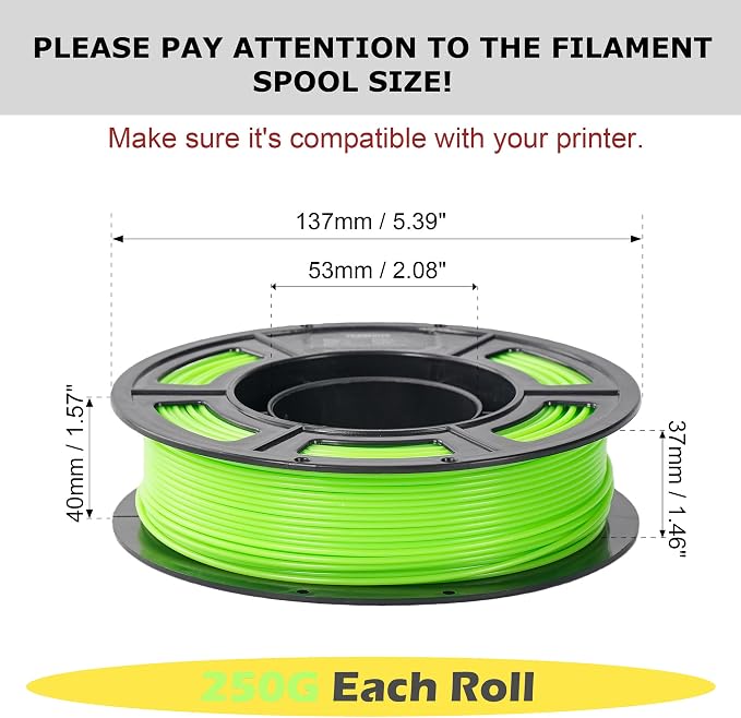 250g PLA+ Filament 1.75mm Bundle, 3D Printer PLA Plus Filament Set, Dimensional Accuracy +/- 0.02mm, Neatly Wound 3D Printing Filament Pack, 250g Spool, 8 Rolls, 2kg Total