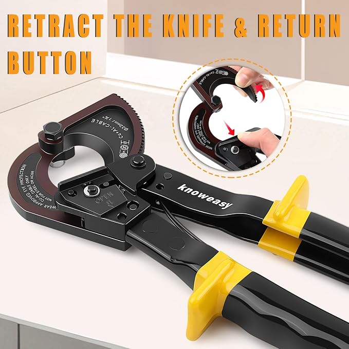 Ratchet Cable Cutter,Knoweasy Upgraded Cable Cutter and Ratchet Wire Cutter Works for Aluminum and Multi-core Cables up to 240mm