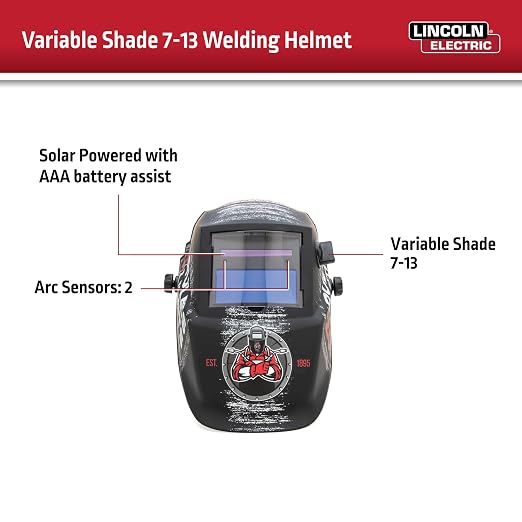Lincoln Electric No Rules No Limits Welding Helmet K4983-1, Auto Darkening, Lightweight Weld Headgear, Shade 7-13, Grind Mode, Use for Stick, TIG, Pulsed TIG, MIG, Pulsed MIG, Flux Core, Gouging