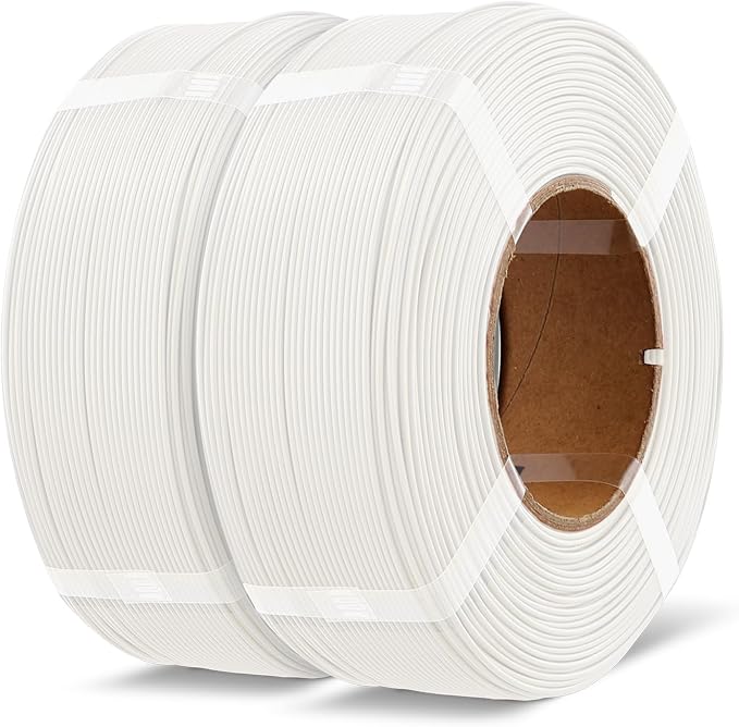 OVERTURE 2KG Bundle High Speed Refill PLA+ 3D Printer Filament 1.75mm, Upgraded Rapid PLA 2.0 with Enhanced Toughness & Stability, 2 Pack 1kg (2.2lb) Refilament for Bambu Lab (White*2)