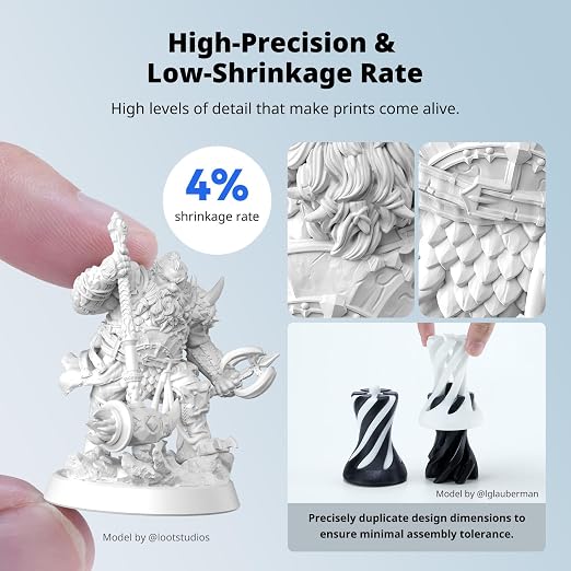 ANYCUBIC Water Washable ABS-Like Resin 3.0, 3D Printer Resin, High Toughness and High Precision, Easy to Post-Process, Low Odor, Wide Compatibility for All LCD 3D Printers (Clear, 1kg)