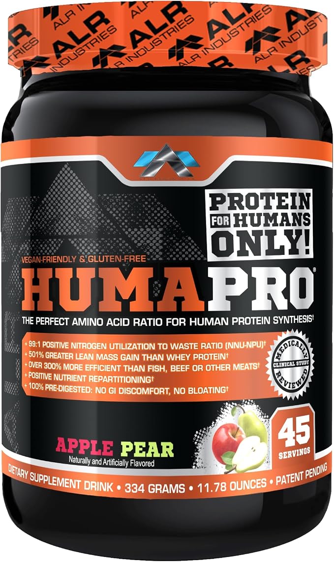 ALR Industries HumaPro Essential Amino Acid Formula | EAA Protein Supplement | Supports Muscle Recovery & Performance | Vegan, Gluten Free | | 45 Servings (Apple Pear)
