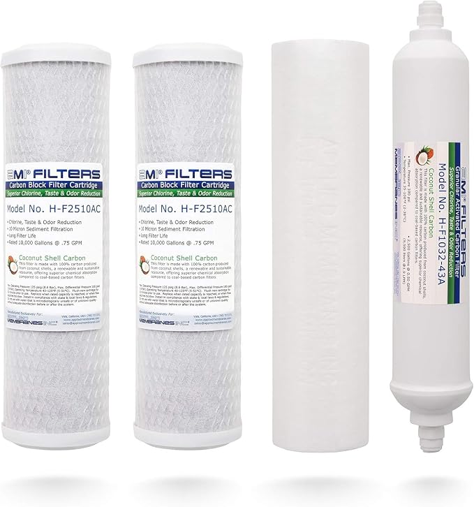 Applied Membranes Inc. | Reverse Osmosis Filter Replacement For 5 Stage Reverse Osmosis Water Filtration Systems (100 GPD, Pre & Post Filters Set - 1 Year Supply)